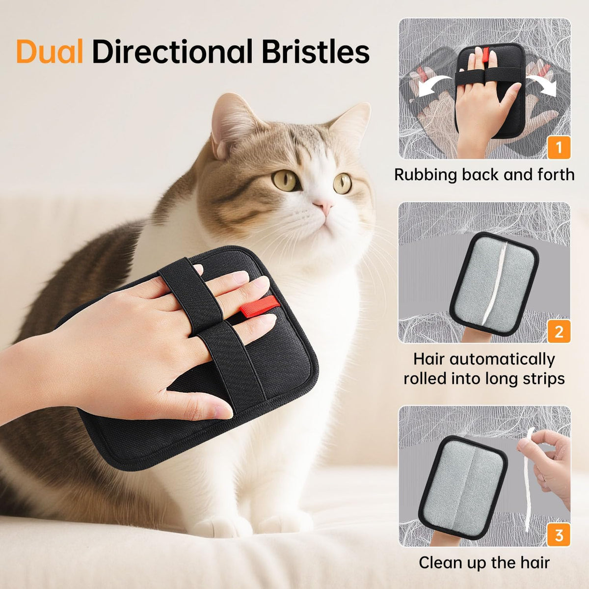 2 Pcs Pet Hair Removal Gloves, Reusable Electrostatic Pet