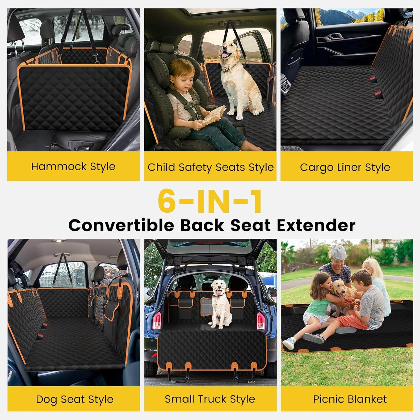 Back Seat Extender for Dogs - Holds 450lbs, Waterproof Dog