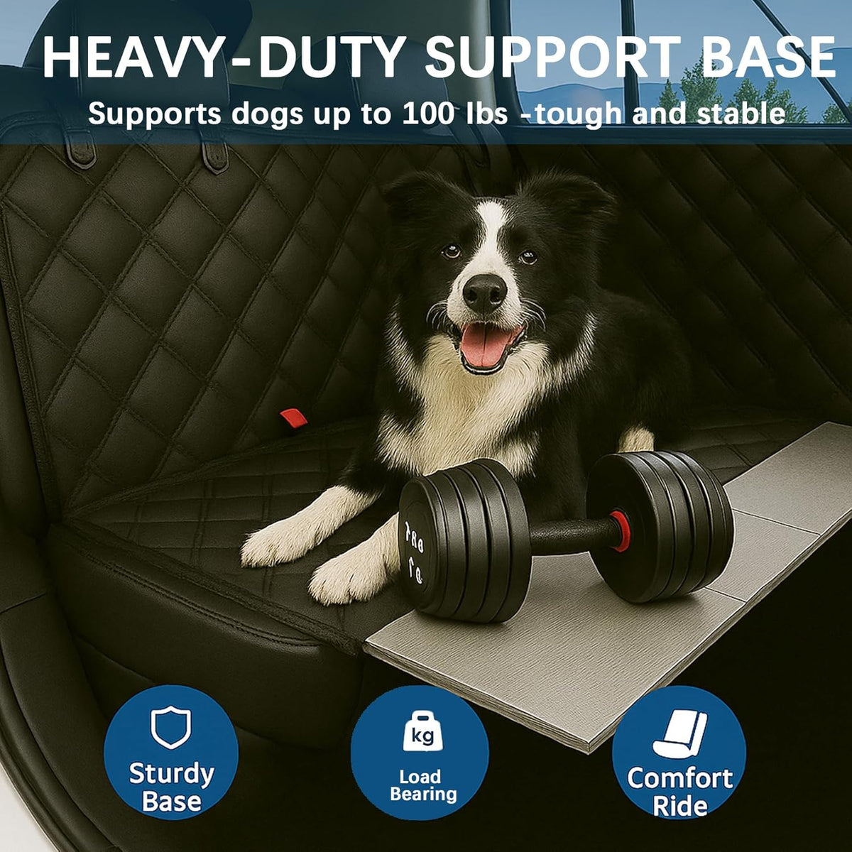 Dog Car Seat Cover for Back Seat, Hard Bottom Back Seat