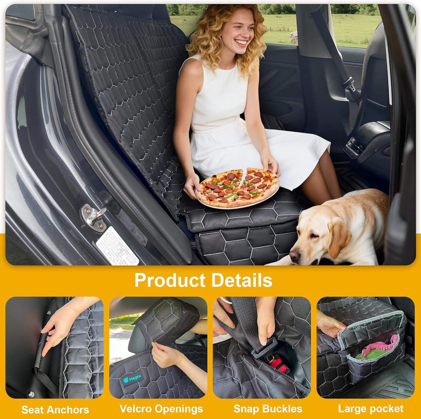 Dog Car Seat Covers for Tesla Model 3, Back Seat Cover for