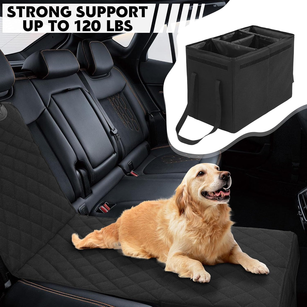 Back Seat Extender for Dogs,Dog Car Seat Cover with Storage