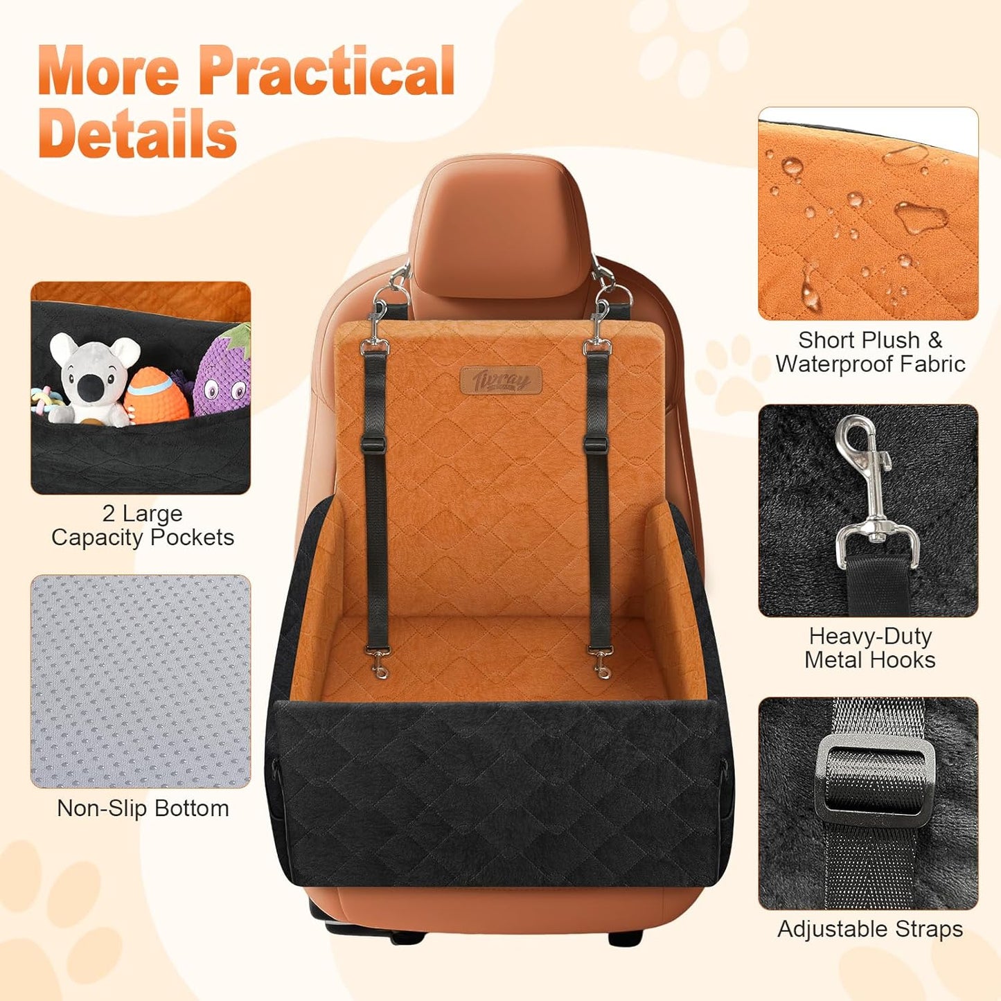 Elevated Dog Car Seat, Dog Booster Car Seats for Small &