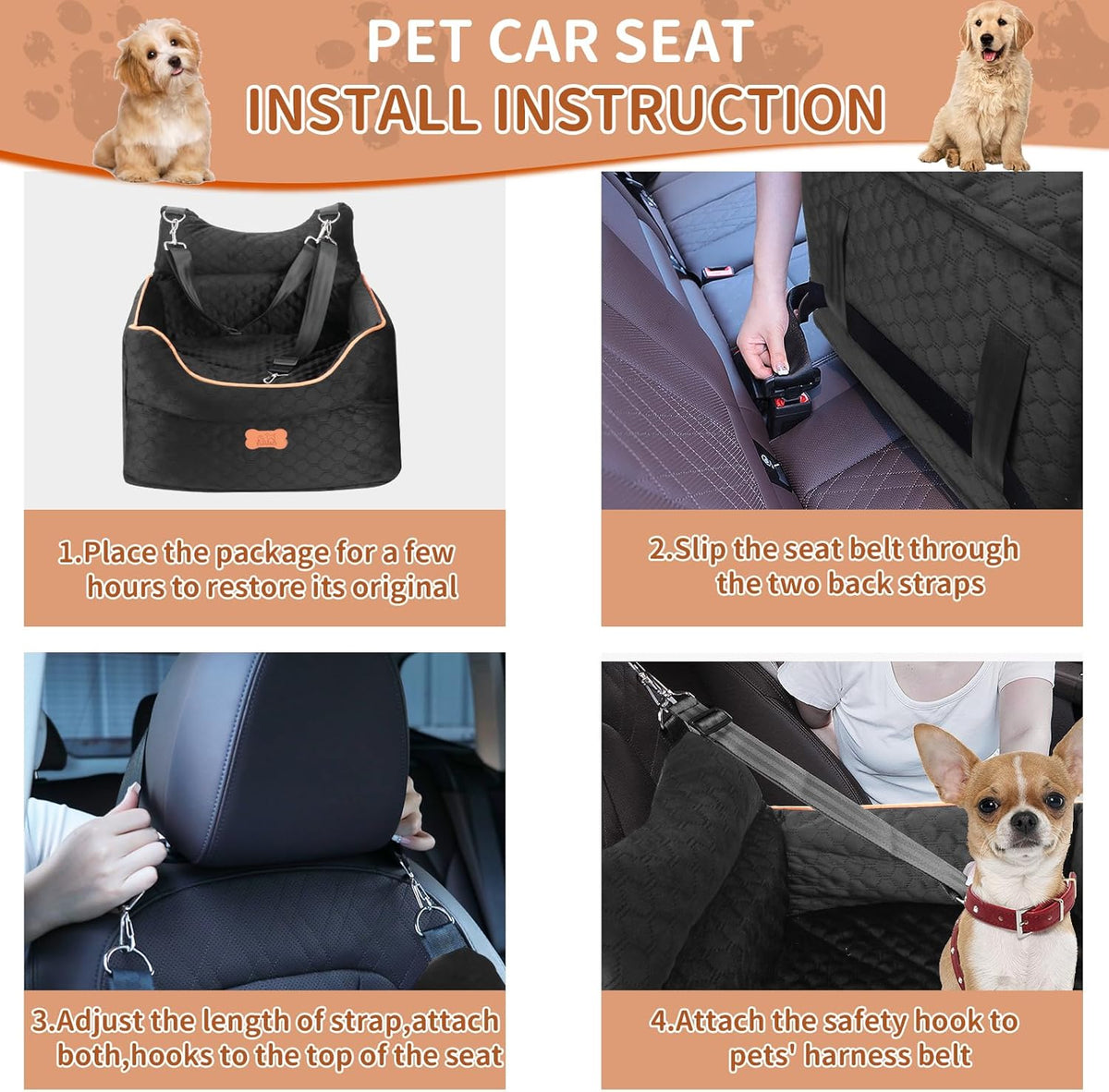Dog Car Seat - Memory Foam Dog Booster Seats for Small Dogs