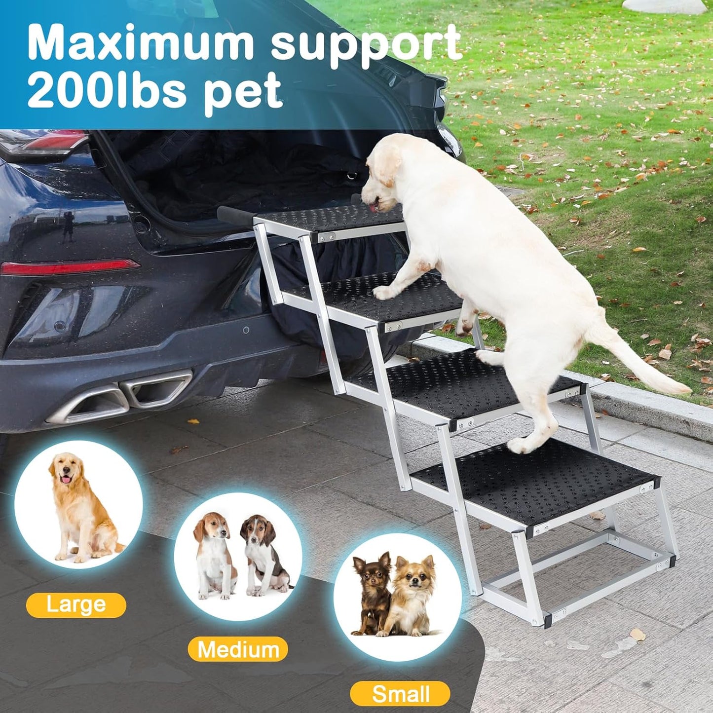 Dog Stairs for Car 4 Steps Suitable for Car Trunk Heights