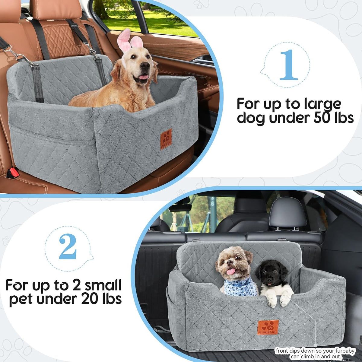 Dog Car Seat for Medium/Large Dogs, Dog Booster Seat for