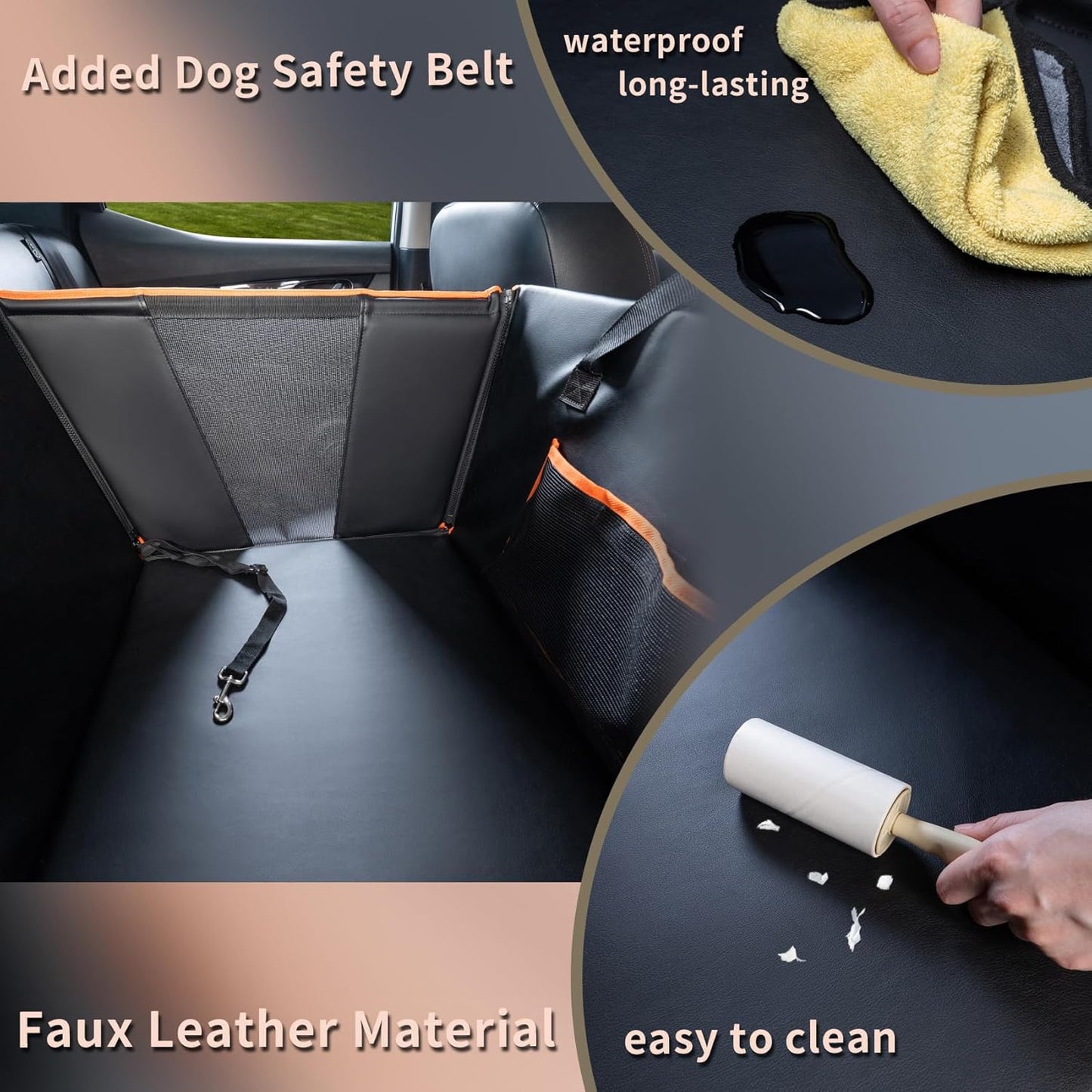 Large Dog Car Seat for Medium Dogs, Waterproof Faux Leather