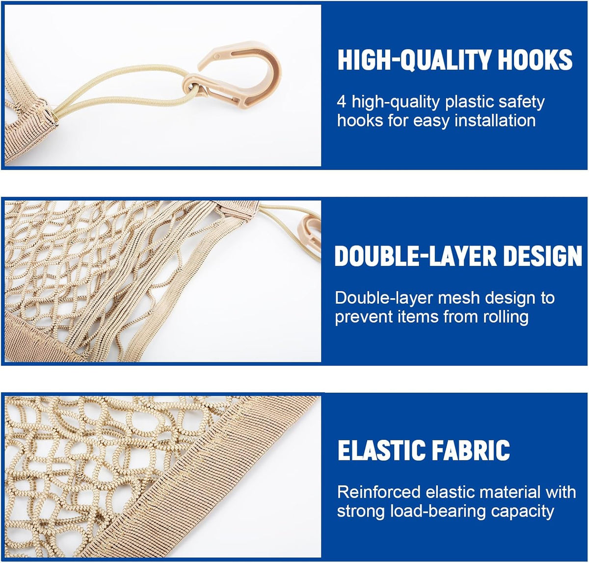 3-Layer Car Mesh Organizer,Seat Back Net Bag