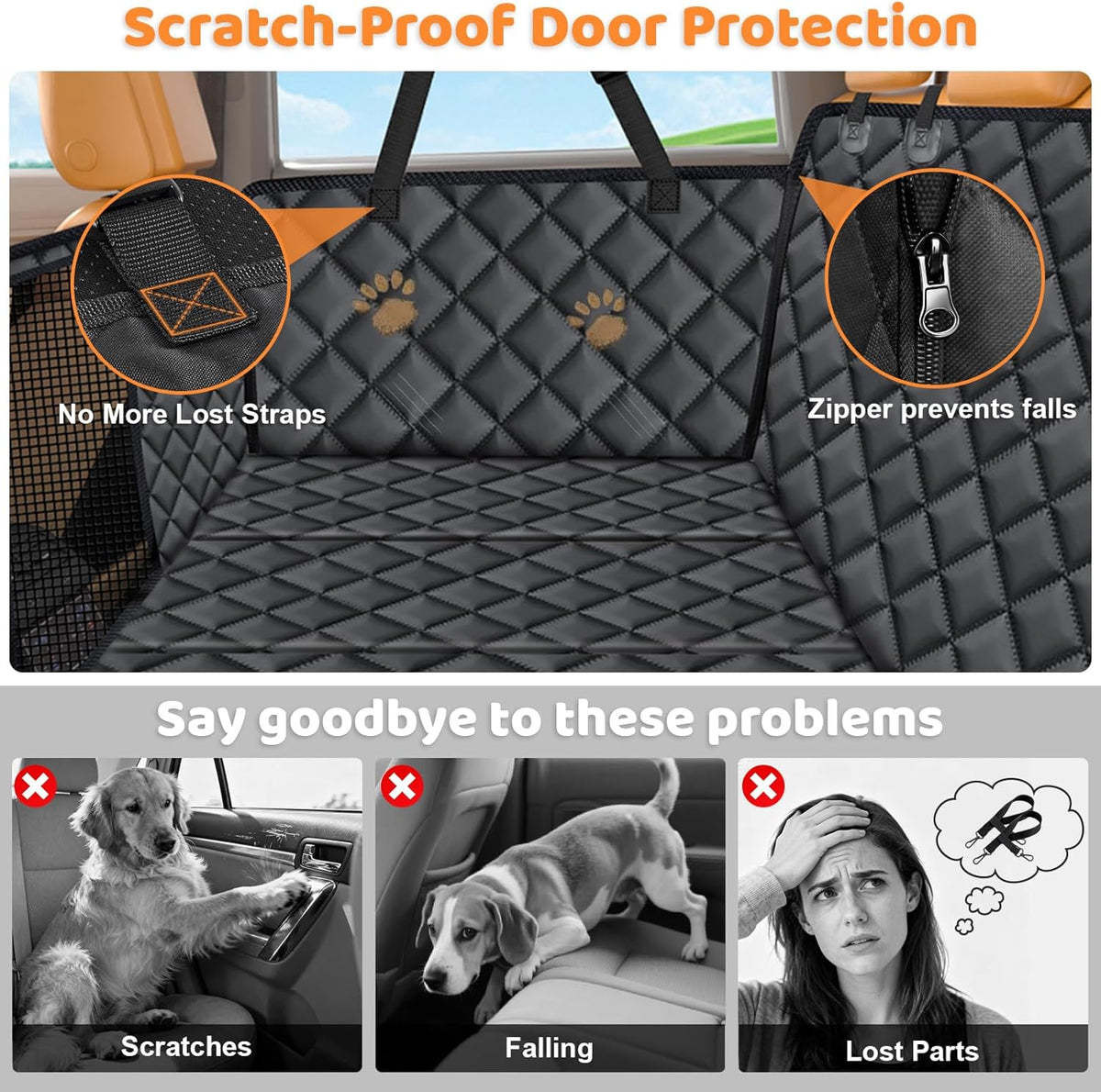 Back Seat Extender for Dogs - Hard Bottom Dog Car Seat