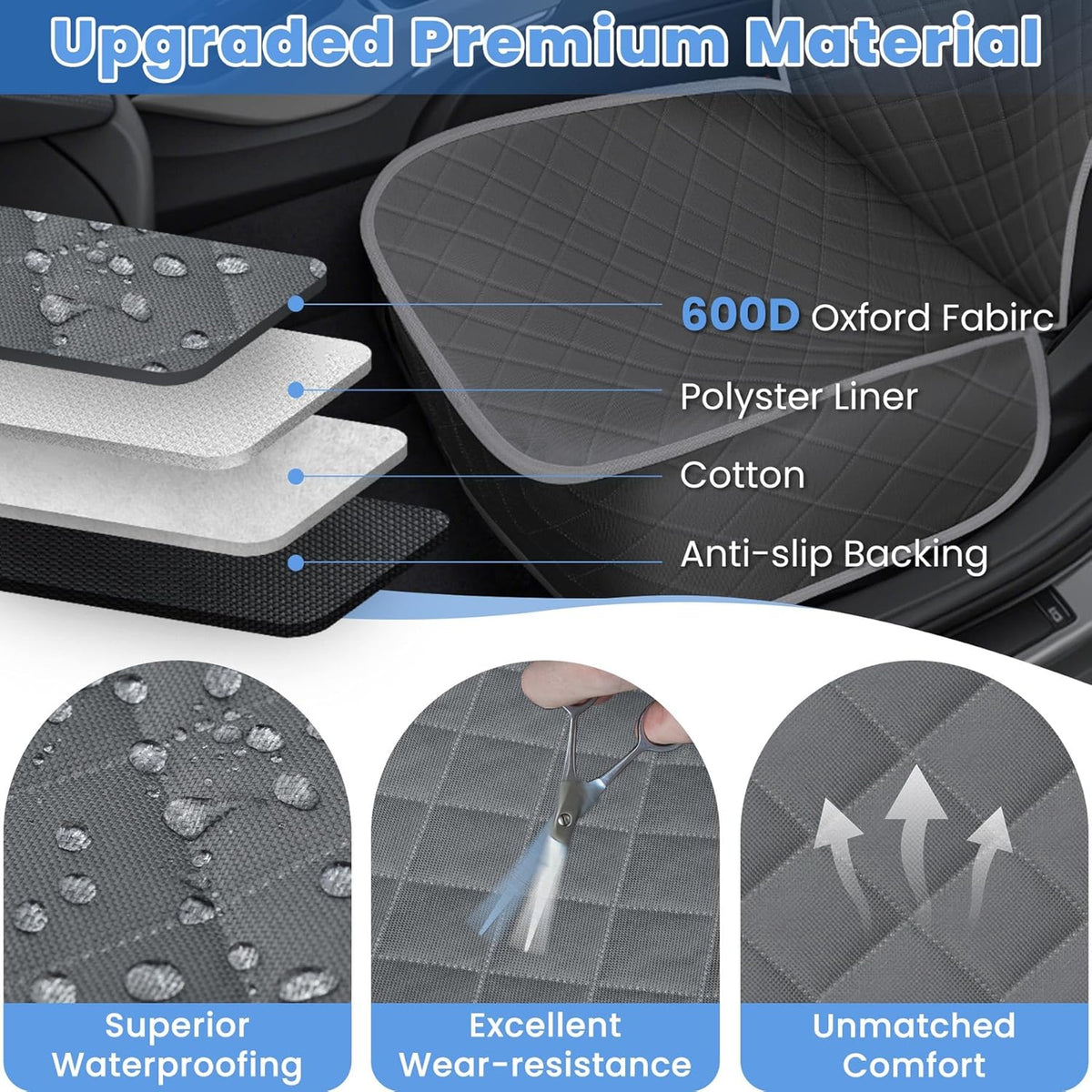 Dog Car Seat Covers, Waterproof Front Seat Cover for Dogs