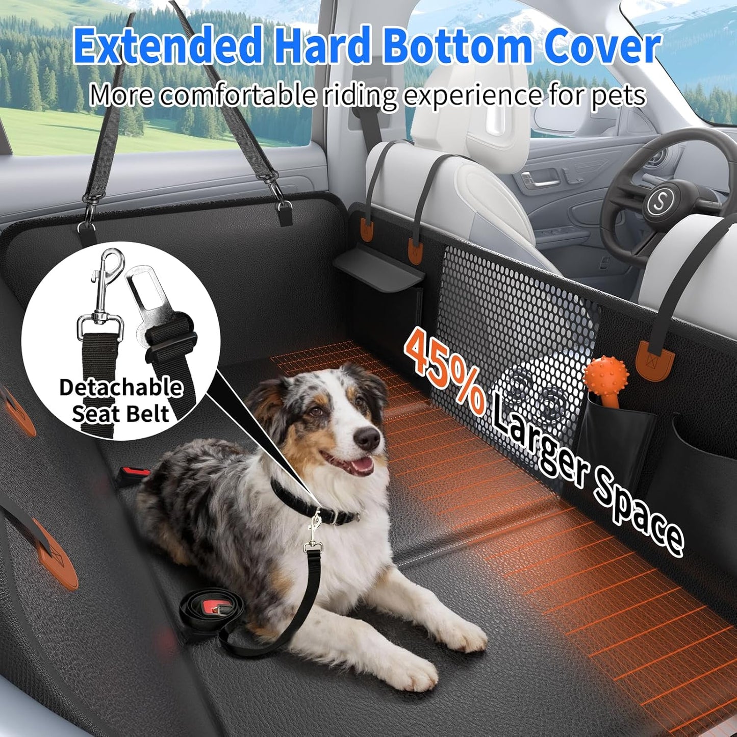 Back Seat Extender for Dogs, Heavy-Duty Hard Bottom