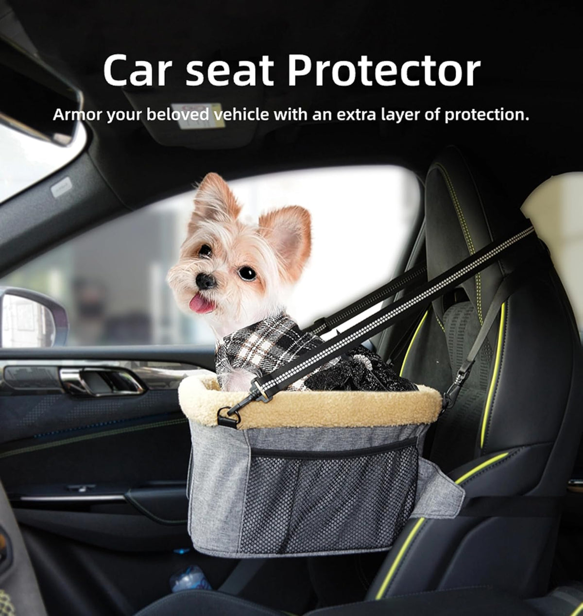 Deluxe Dog Booster Seat with Height-Adjustable Foldable