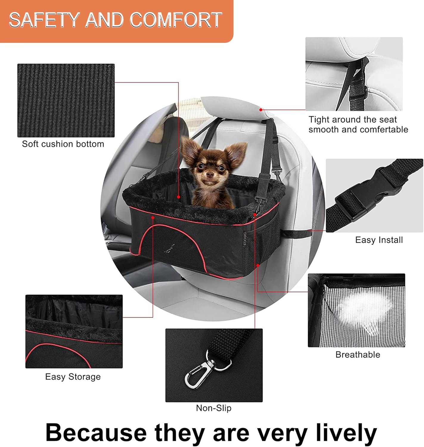 Deluxe Dog Booster Seat with Height-Adjustable Foldable