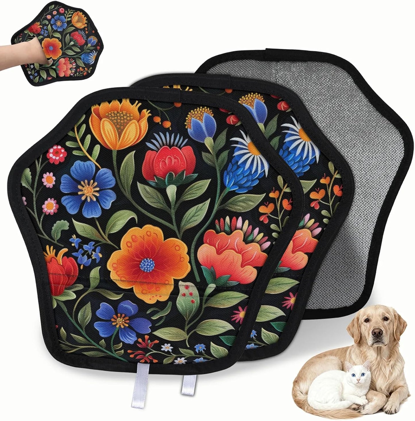 Boho Floral Colorful 2Pcs Electrostatic Reusable Pet Hair