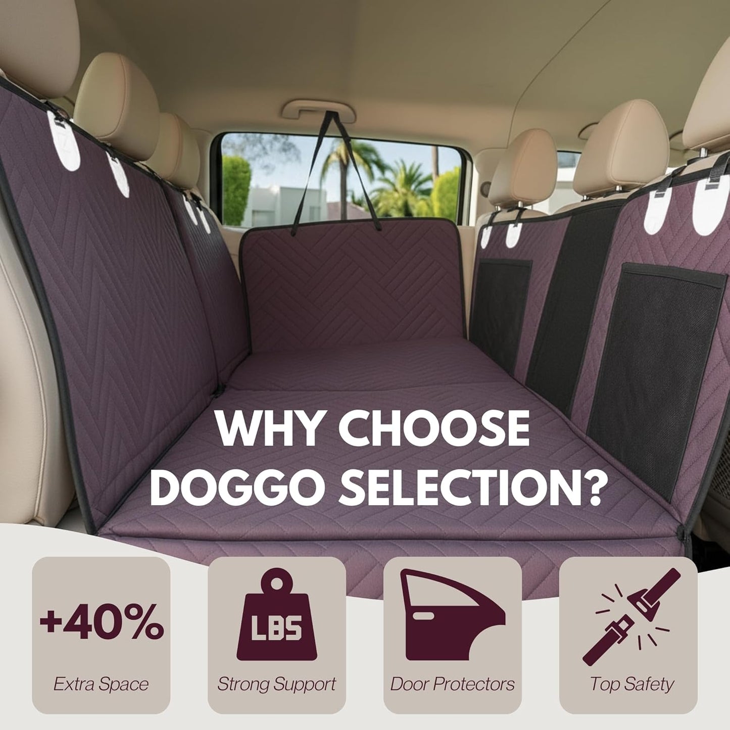Back Seat Pet Cover for Dogs, Premium Dog Hammock for Car