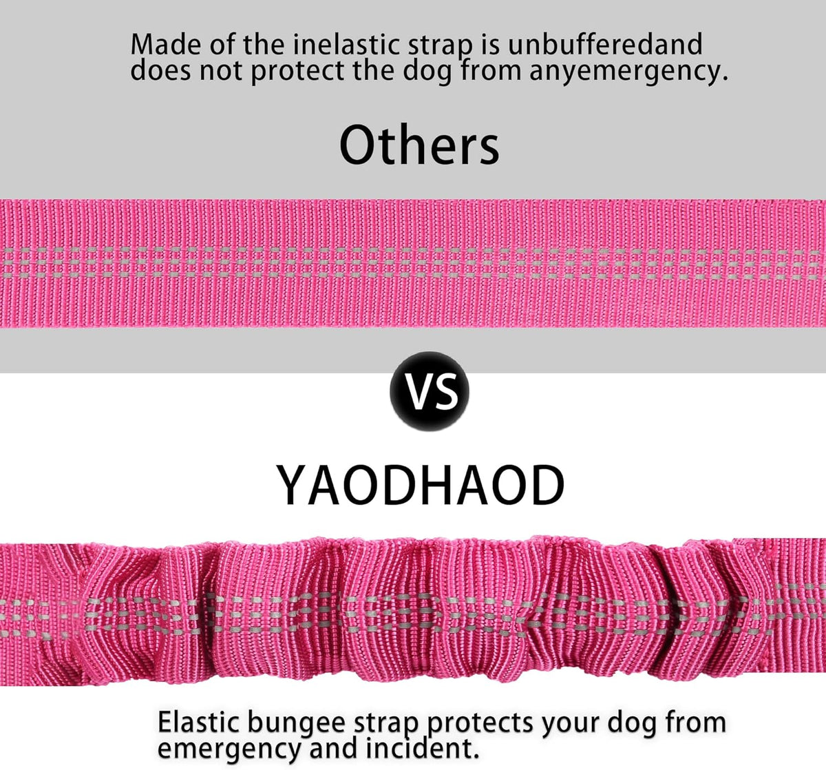 YAOHDAO Dog Seat Belt Harness for Car, Restraint Adjustable with Elastic Bungee Buffer Headrest for Vehicle, 360° Swivel Carabiner Nylon Pet Safety Seat Belts Heavy Duty Car Harness for Dogs Rosy Red