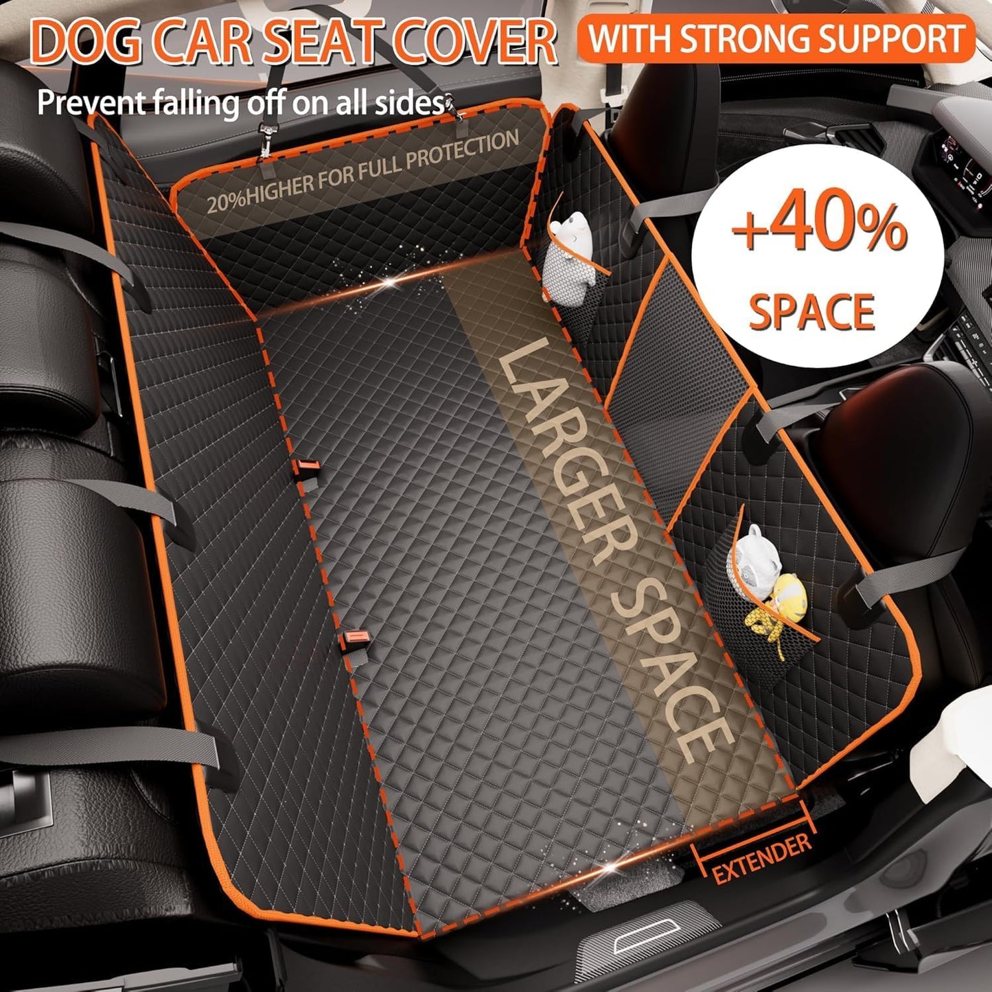 Back Seat Extender for Dogs - Large Space, Waterproof Dog