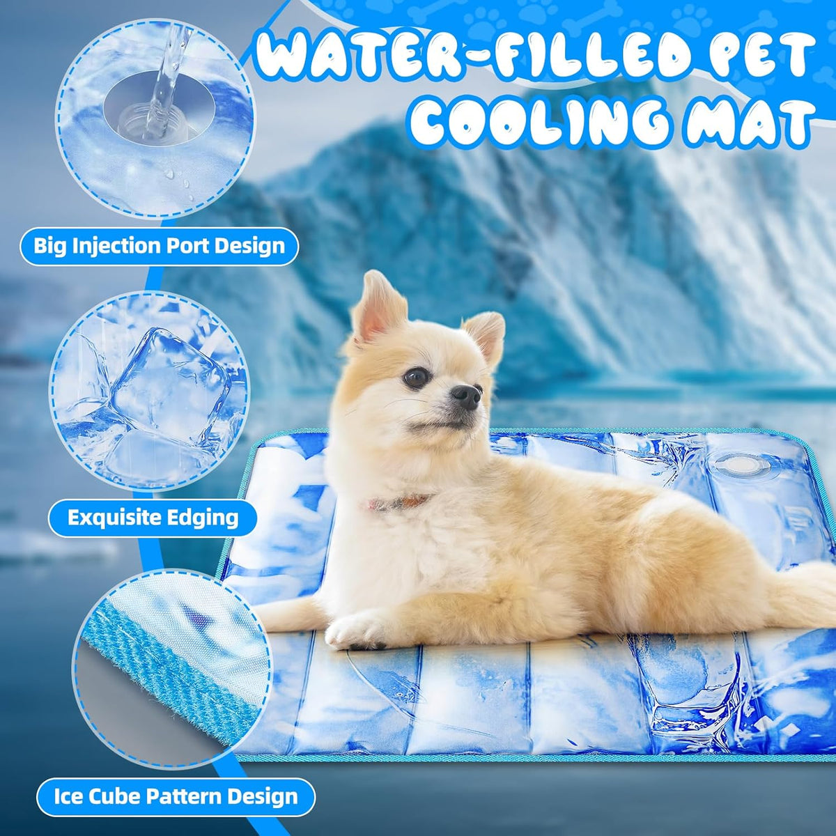 4 Pack Dog Cooling Mat Water Injection Pet Cooling Mat for