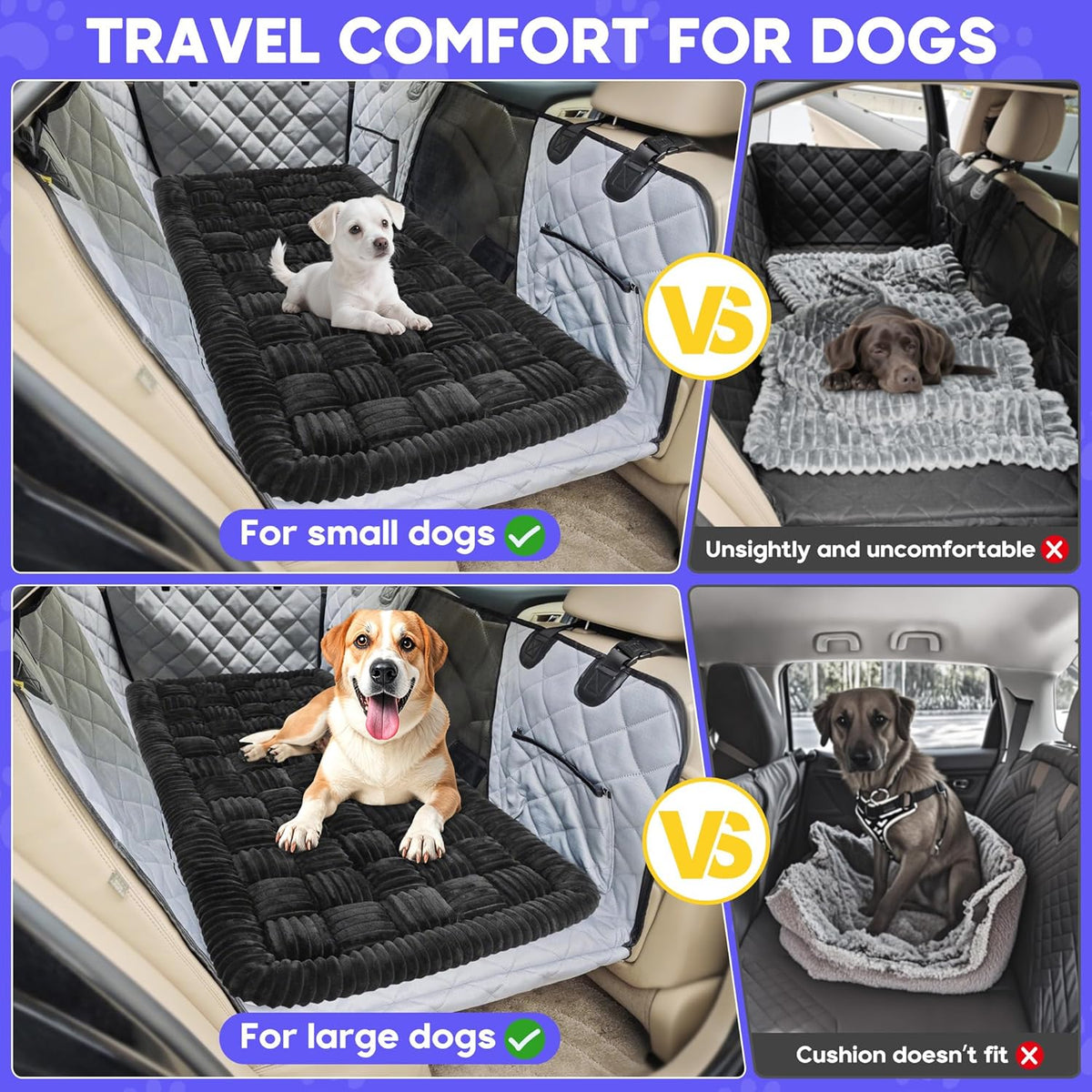 Dog Car Bed Mat, Non-Slip Backseat Extender Pet Blanket