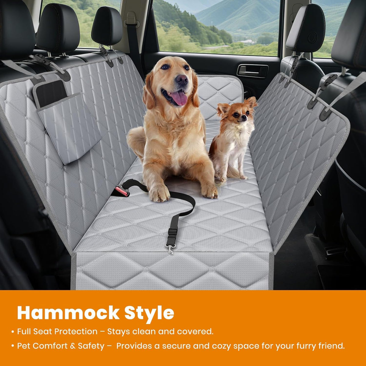 Dog Car Seat Cover for Back Seat , Long-Lasting and Soft