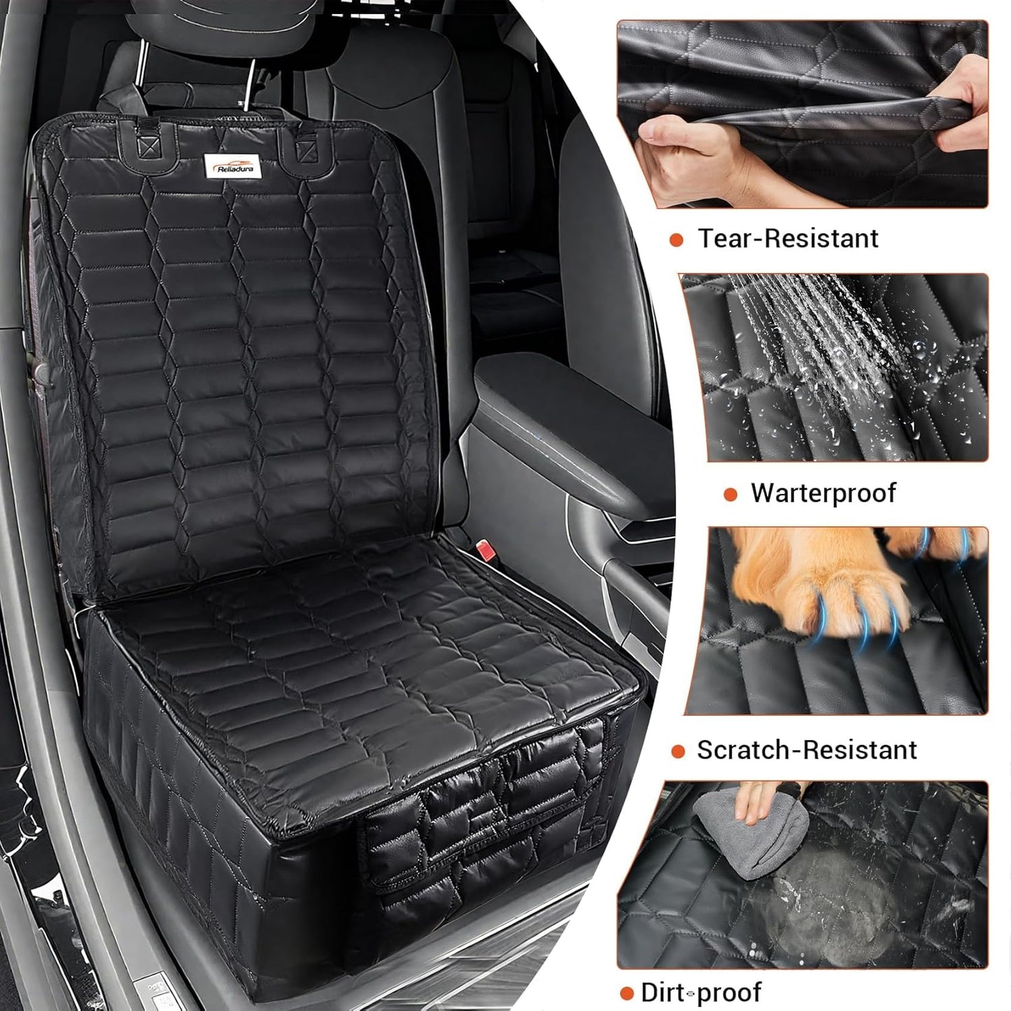 Front Seat Covers for Dogs, Waterproof Leather Dog Car Seat