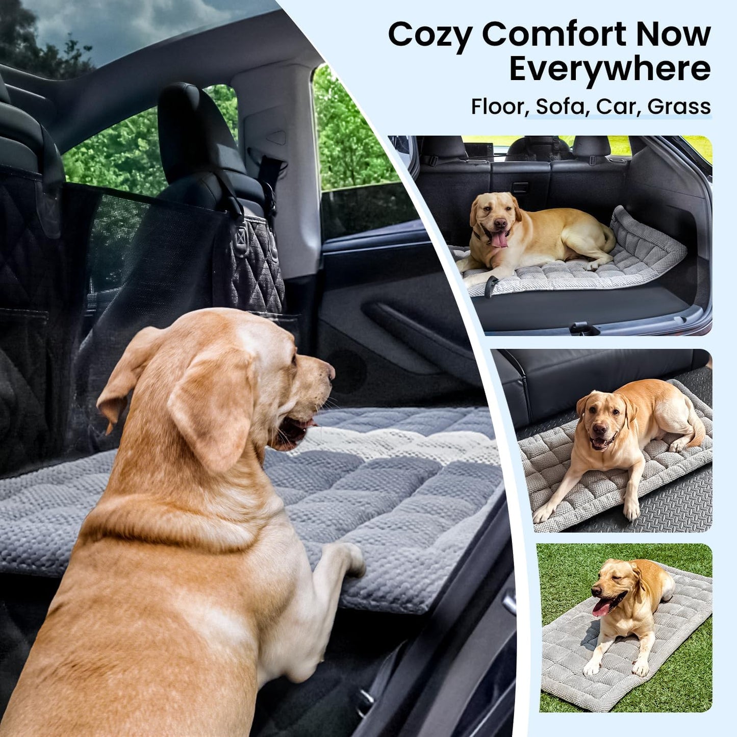 Dog Bed Mat for Car Backseat , Road Trip Bed to Fully