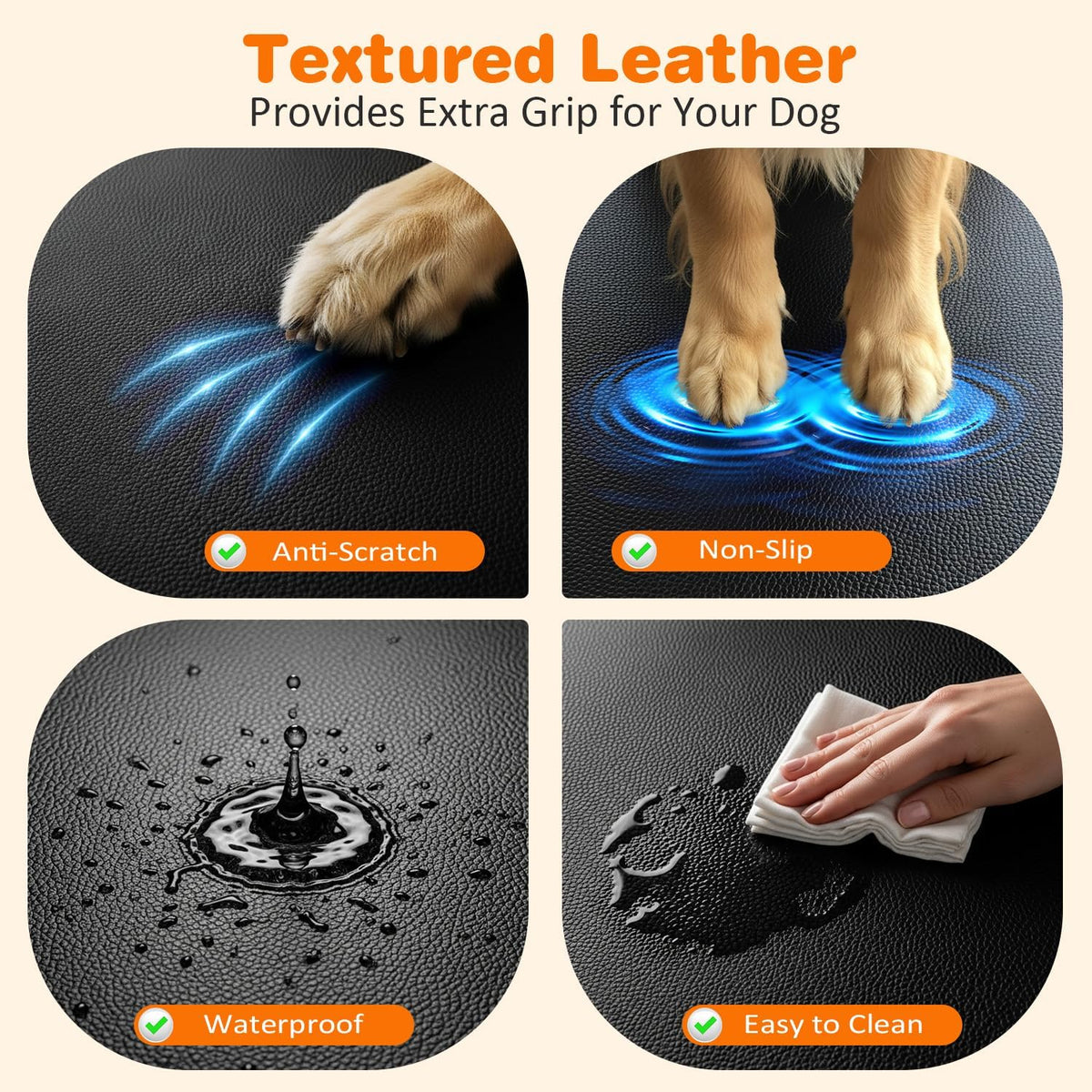 PU Leather Backseat Extender for Dogs, Hard Bottom Dog Car