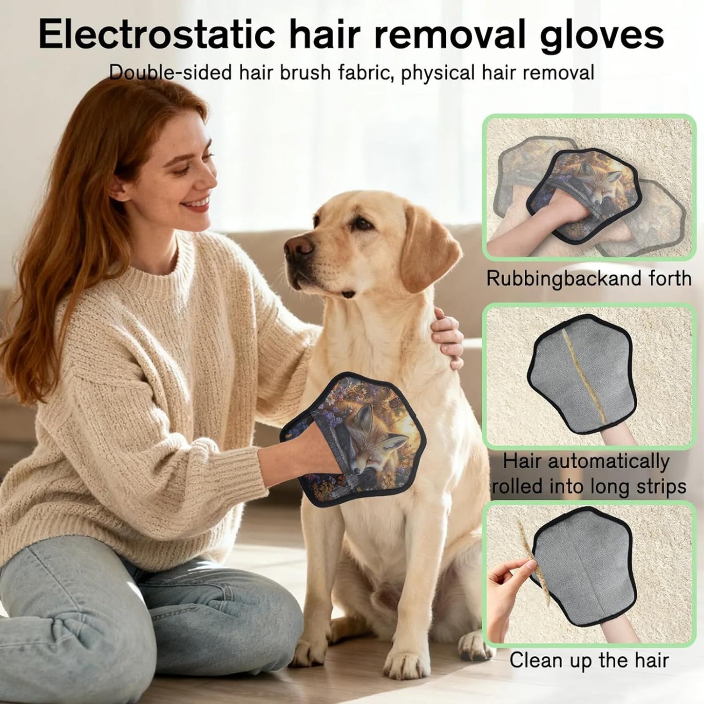 Pet Hair Removal Glove for Dogs Cats Reusable Washable Set