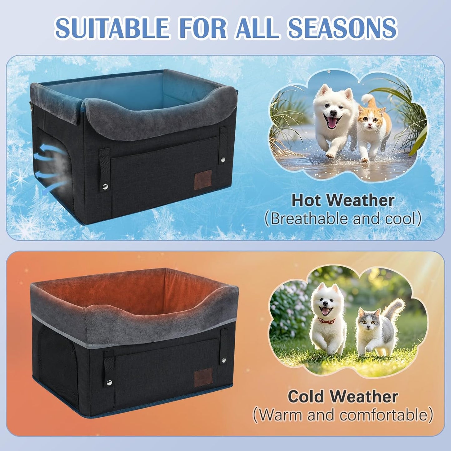 Dog Car Seat for Small Dogs, Detachable Washable Dog