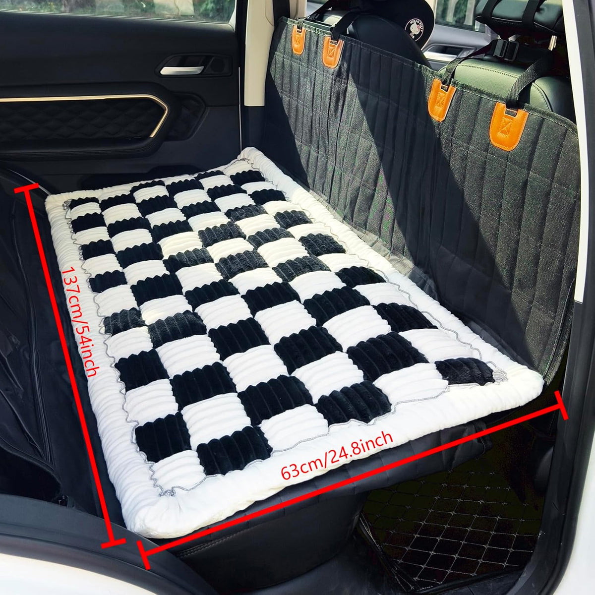 Backseat Pet Bed Mat, Truck Plaid Dog Bed for Car Back