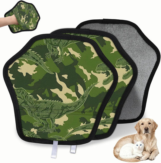 Dinosaur Green Camo 2Pcs Electrostatic Reusable Pet Hair