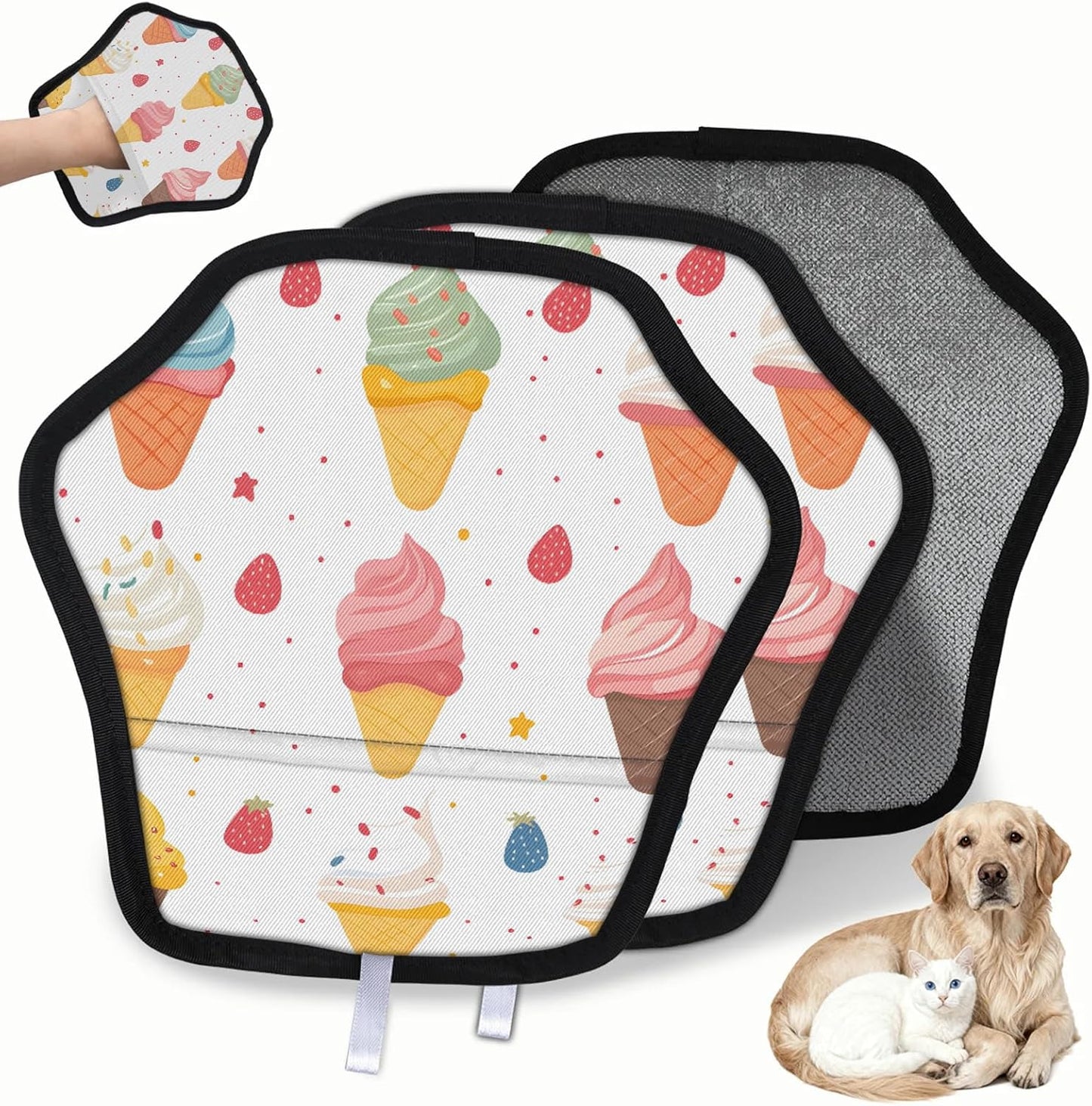 Lovely Ice Cream 2Pcs Electrostatic Reusable Pet Hair