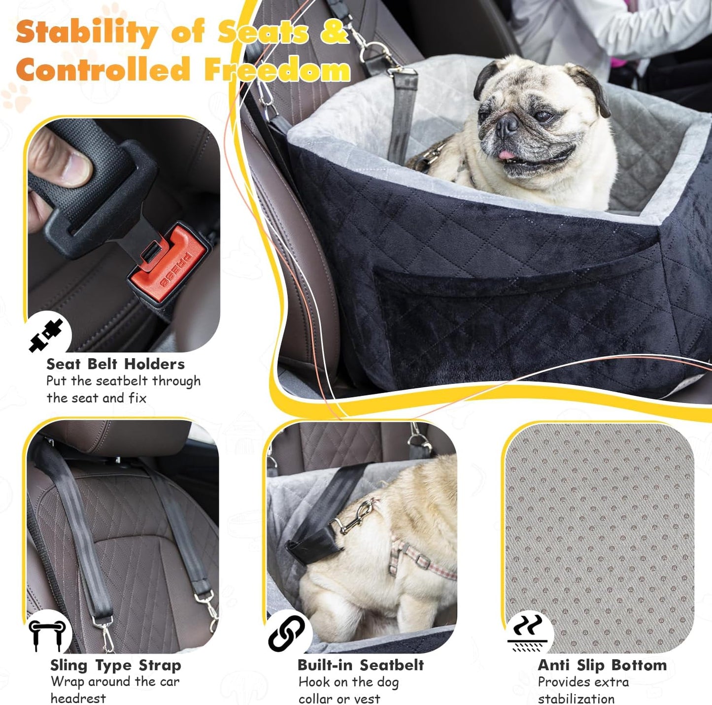 Dog Car Seat for Small Medium Dogs Under 30lbs Pet Booster