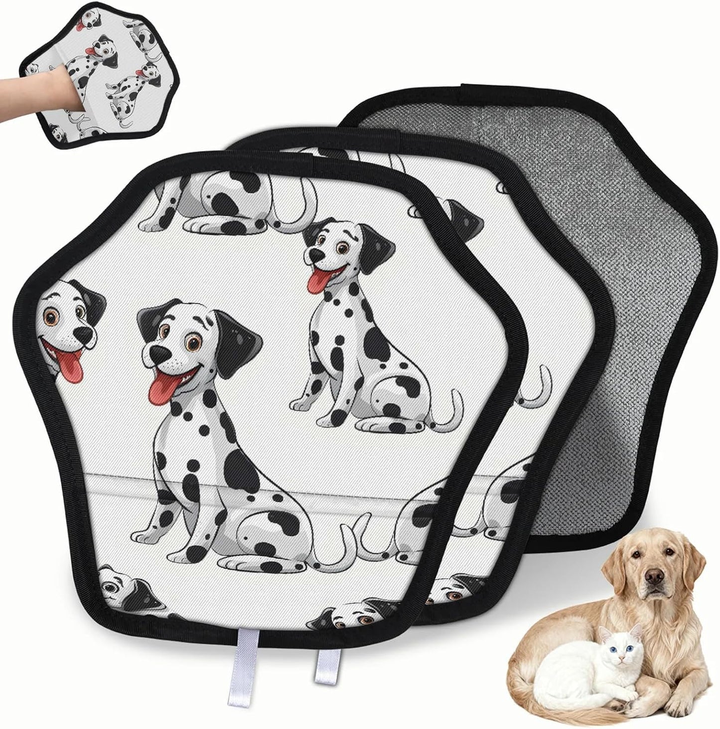 Cute Dalmatian Dog 2Pcs Electrostatic Reusable Pet Hair