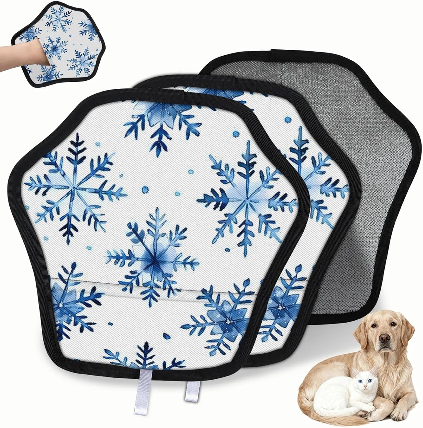 Blue Christmas Snowflake 2Pcs Electrostatic Reusable Pet