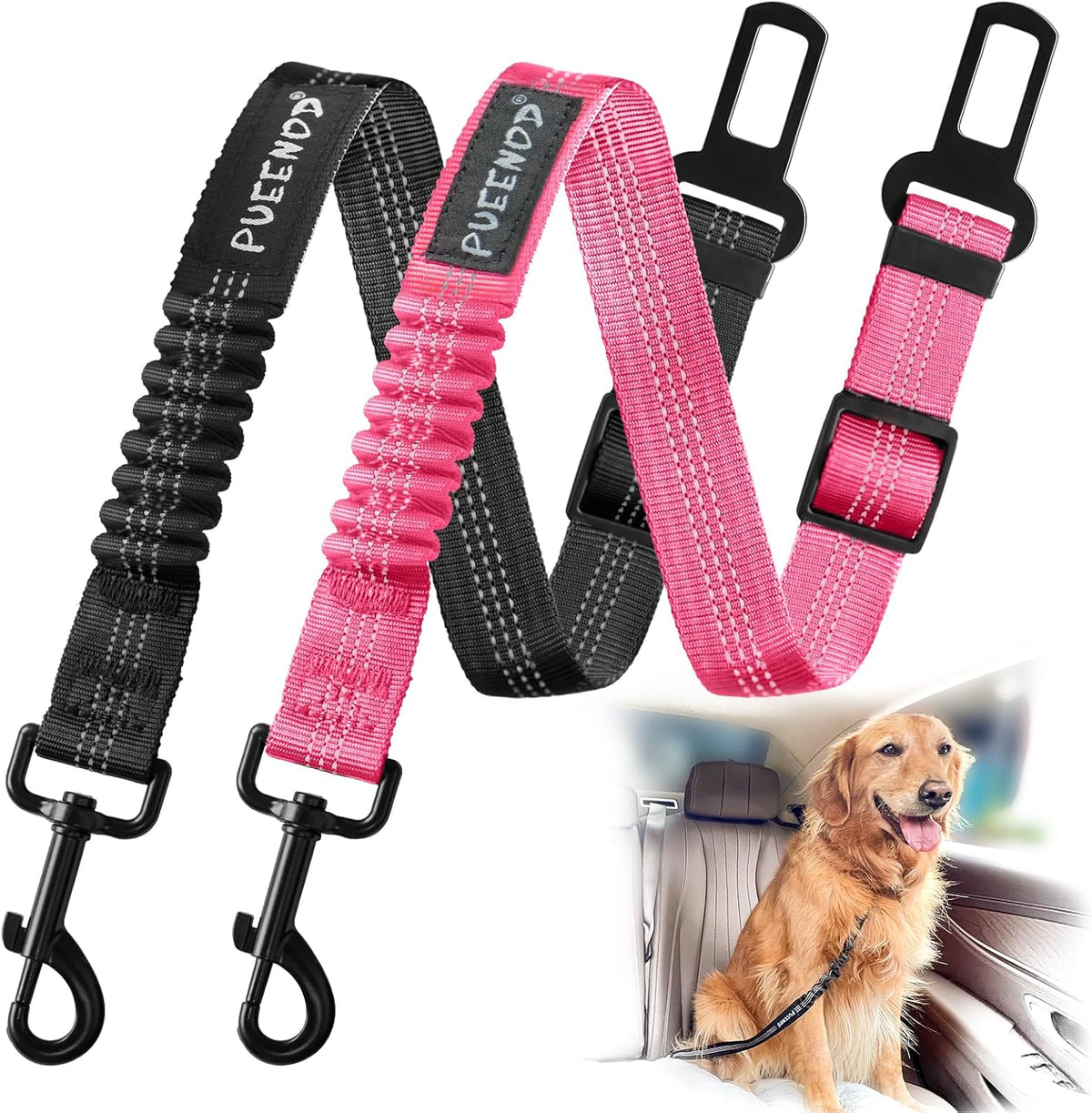 2 Pack Dog Seat Belt Adjustable Dog Car Seatbelts for