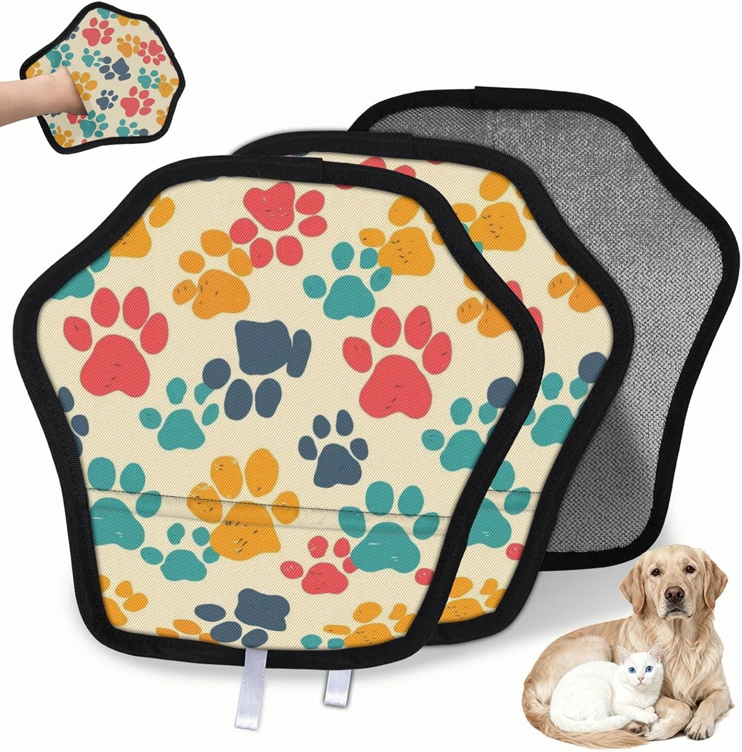Dog Paw Print Pet 2Pcs Electrostatic Reusable Pet Hair
