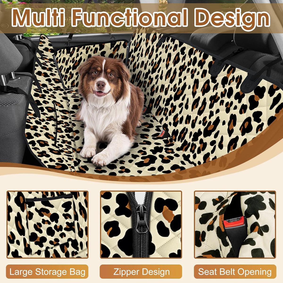 Waterproof Dog Car Seat Cover for Back Seat - Durable, Pet