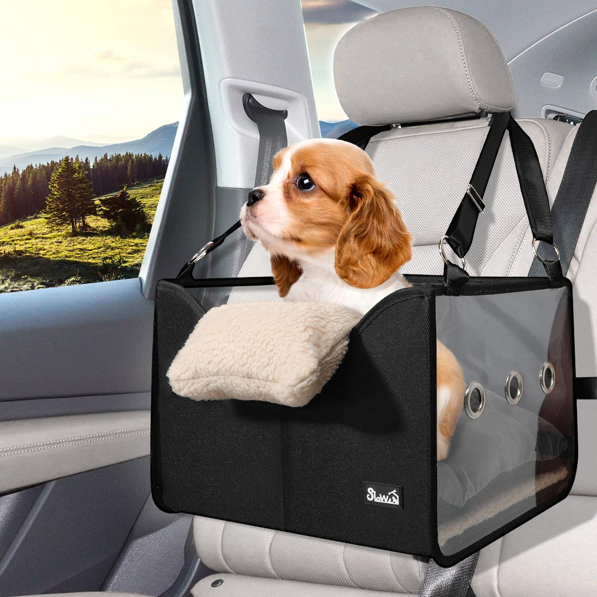 Dog Car Seat for Small Dogs - Elevated Portable Dog Booster