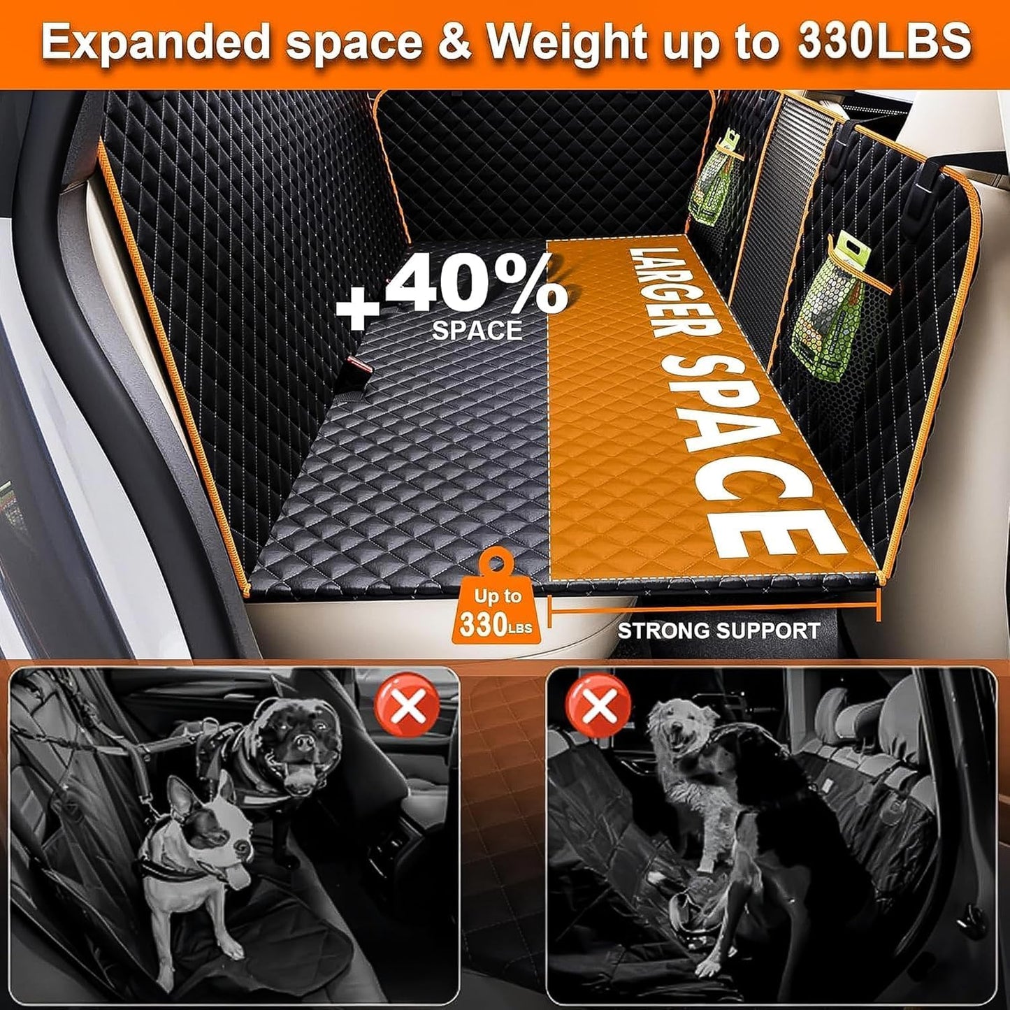 Back Seat Extender for Dogs - Large Space, Waterproof Dog