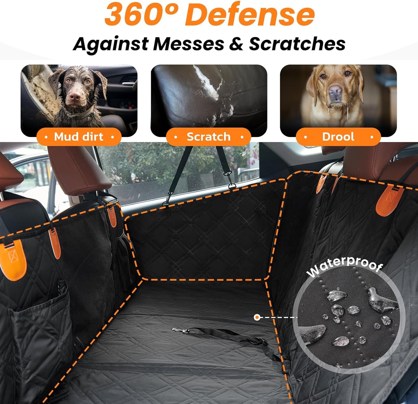 Dog Car Seat Cover for Back Seat: Hard Bottom Back Seat