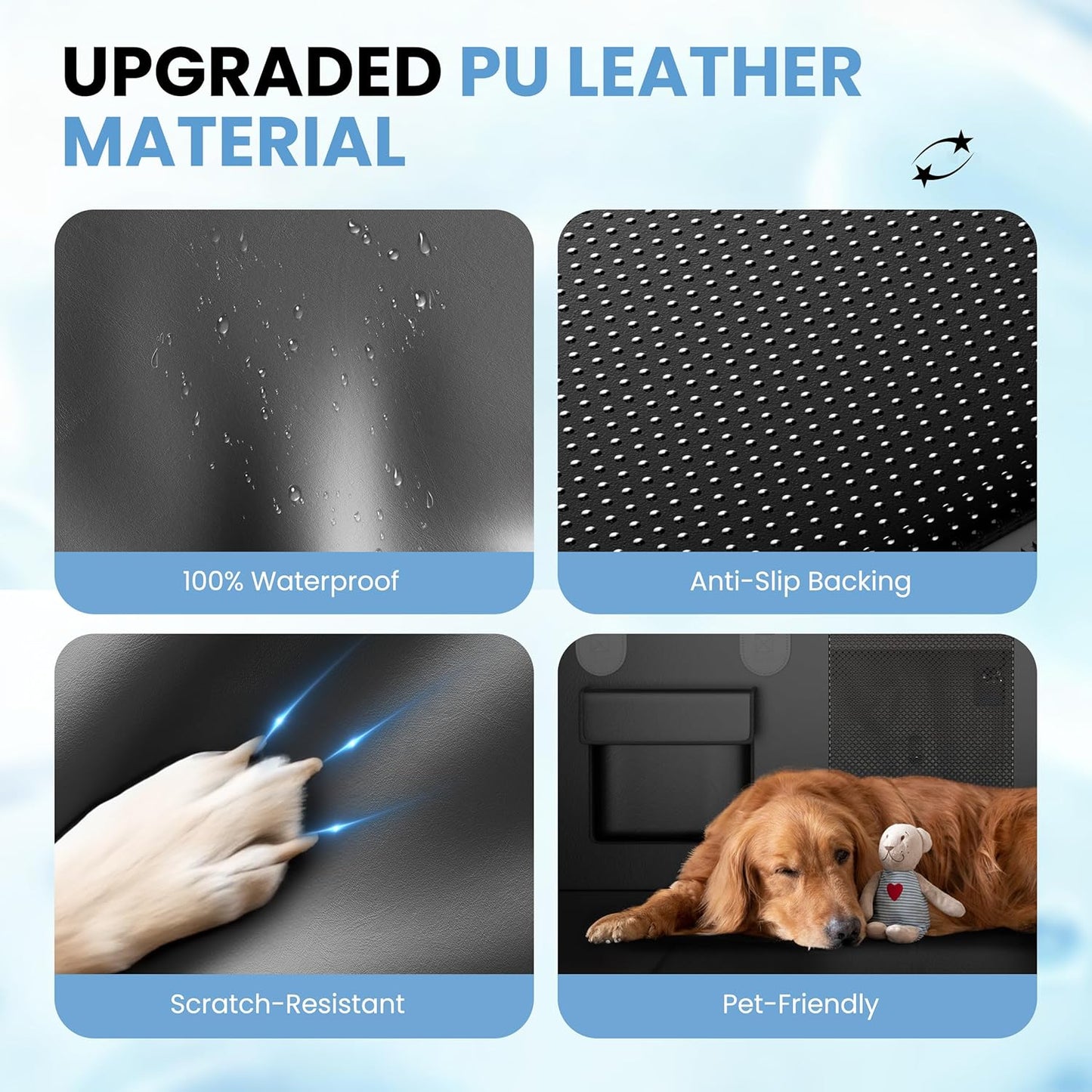 Dog Car Seat Cover for Back Seat, 7-Layers PU Leather Anti