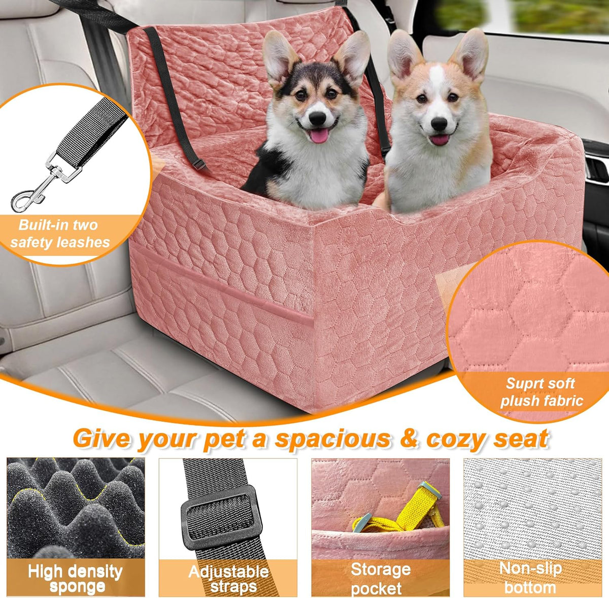 Dog Car Seat for Medium/Large Dog Booster Seat Under 60 lbs