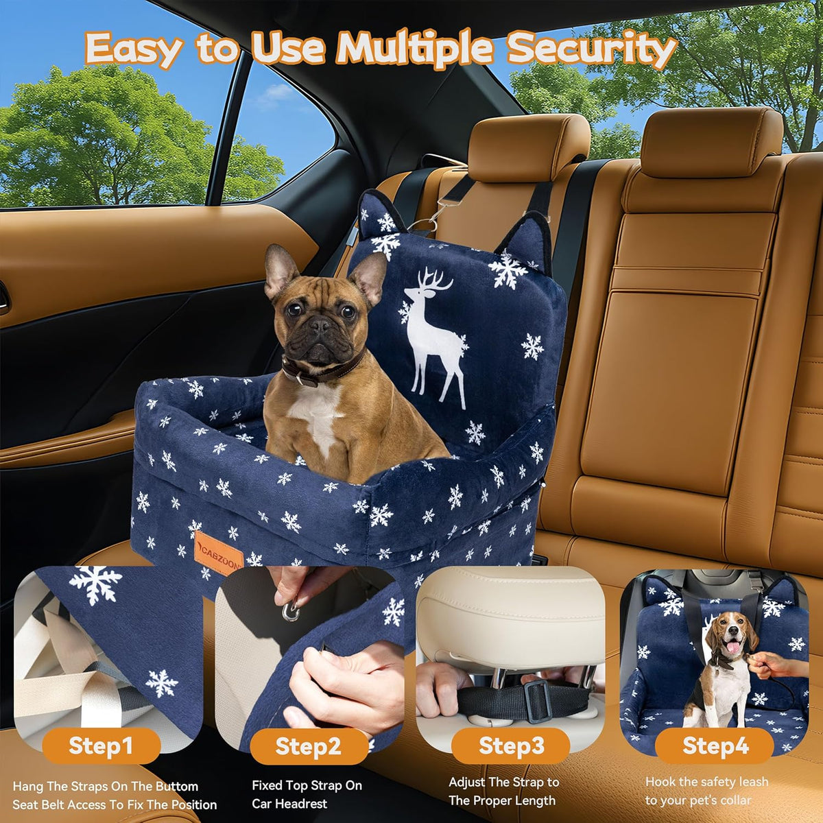 Christmas Dog Car Seat for Small/Medium Dogs Up to