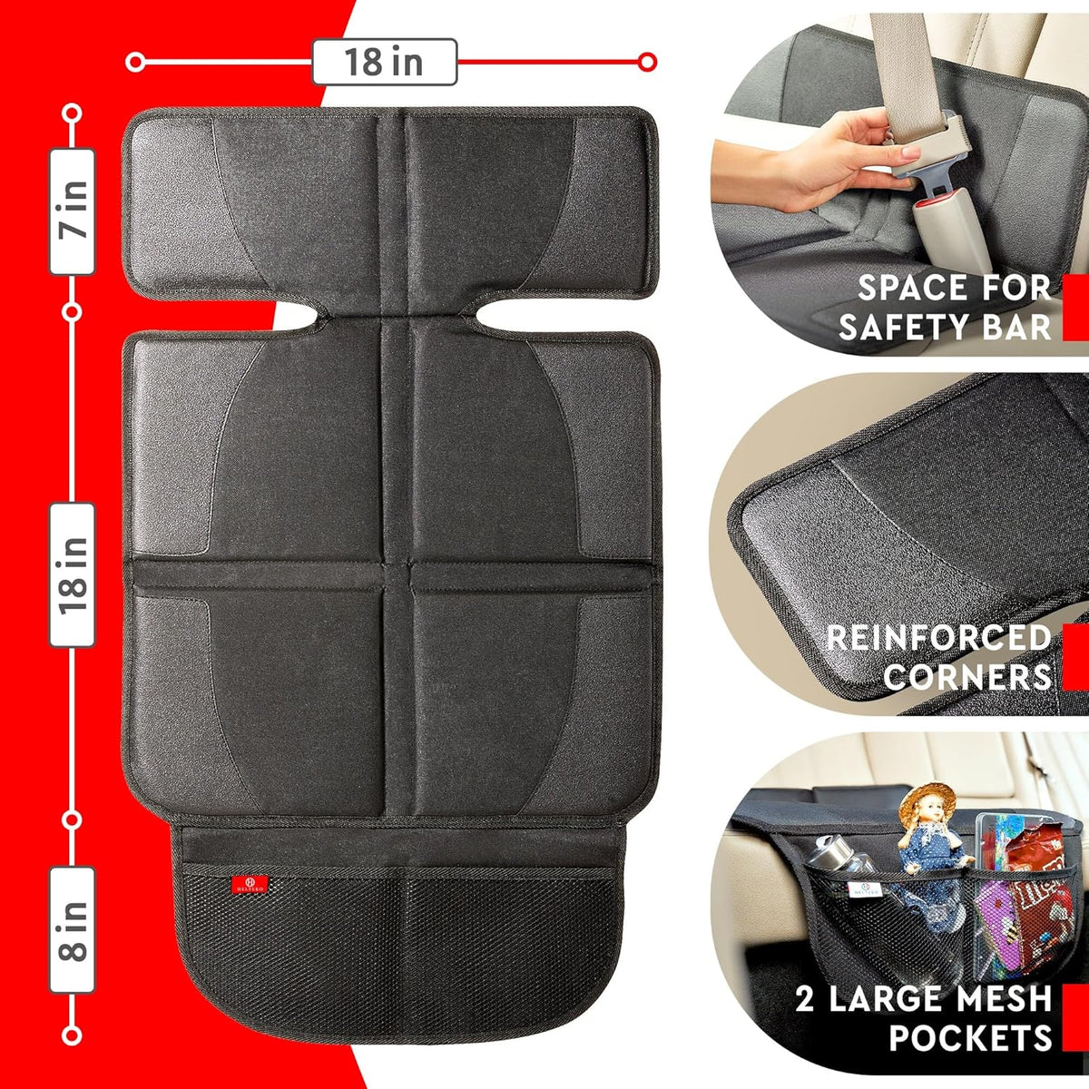 Helteko Carseat Protector with Thickest Padding, 2 Pack Auto Seat Pad from Waterproof & Stain Resistant for Child Baby , Kick Mat Material for Leather and Fabric Seat