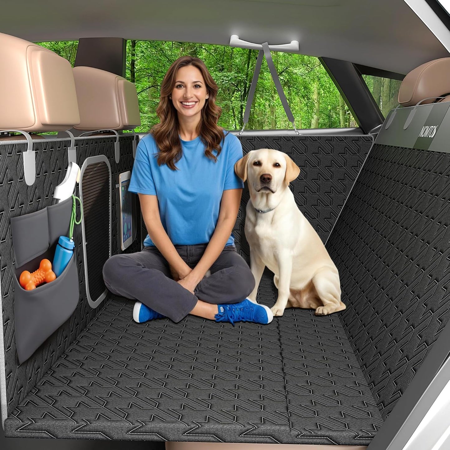 Upgraded Durable Hard Bottom Dog Car Seat Cover with EPE