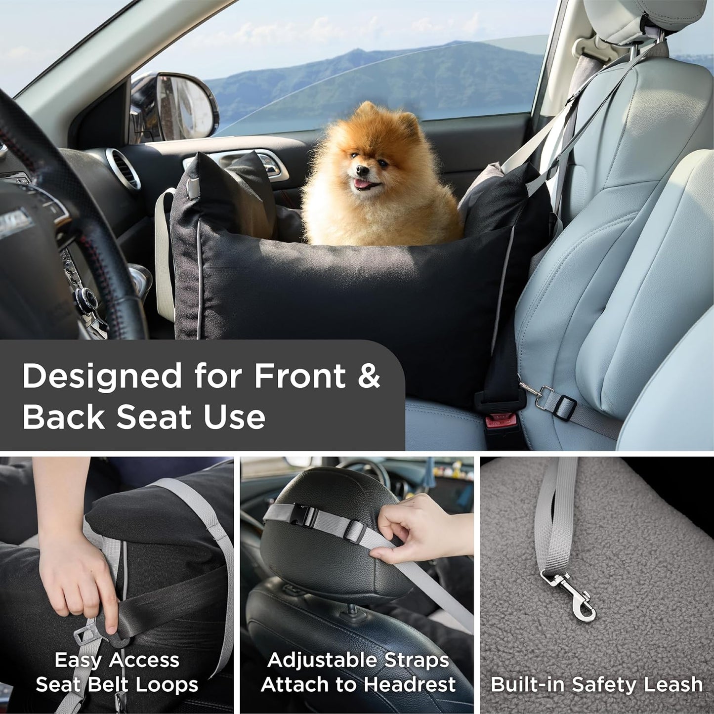 Lesure Small Dog Car Seat for Small Dogs - Waterproof Dog