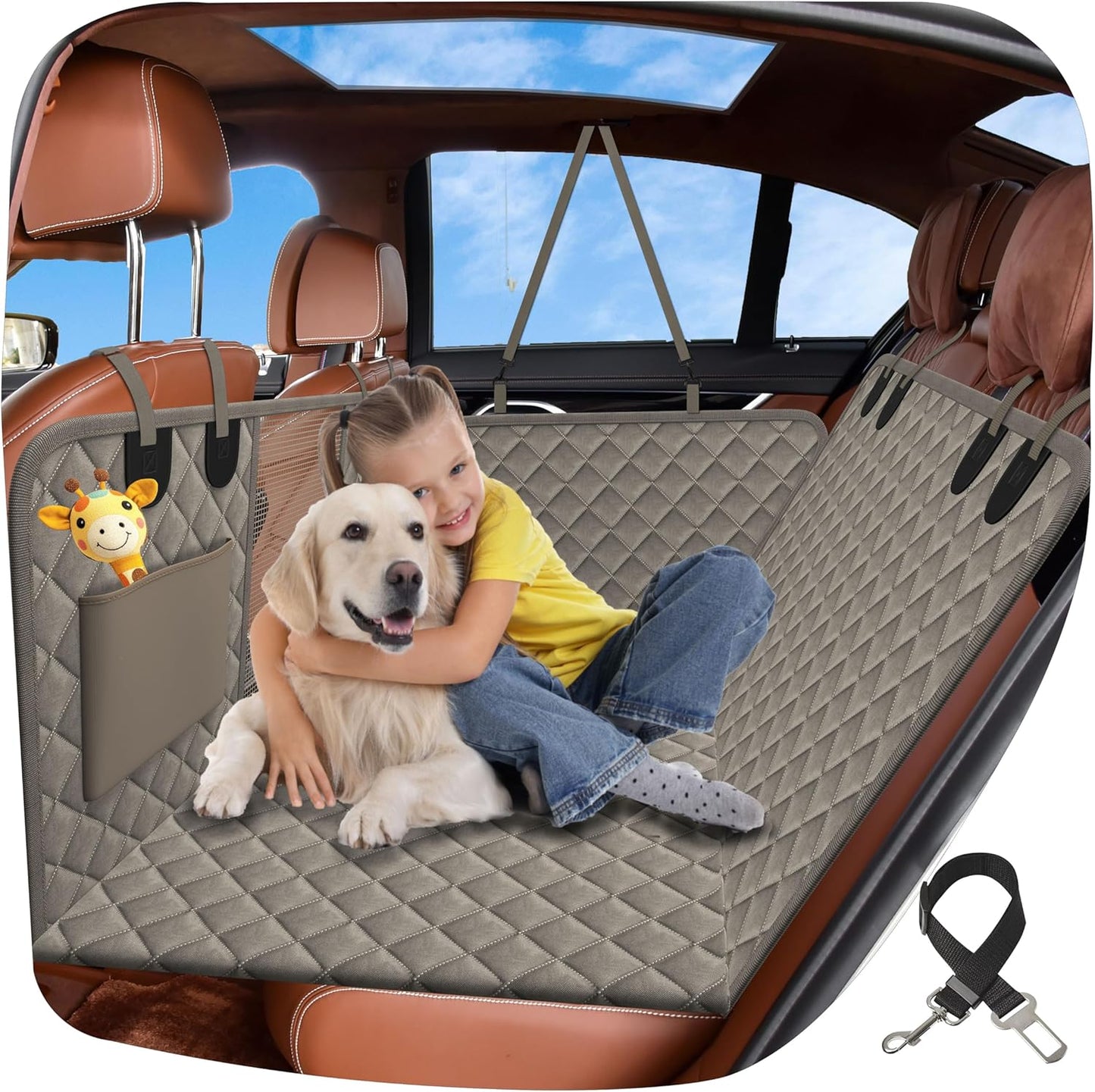 Back Seat Extender for Dogs, Hard Bottom Car Seat Cover for
