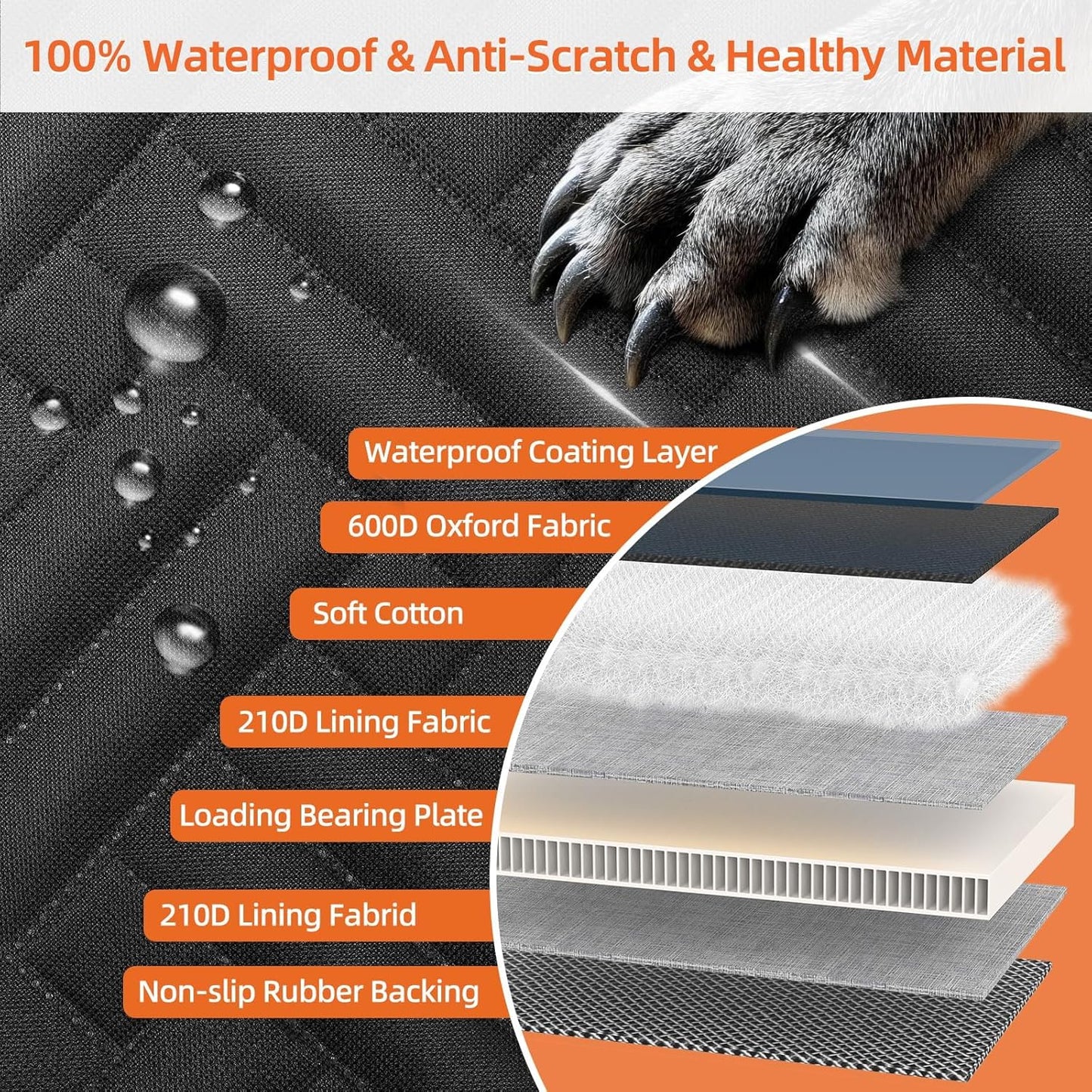 Back Seat Extender for Dogs,Hard Bottom Car Seat Cover for