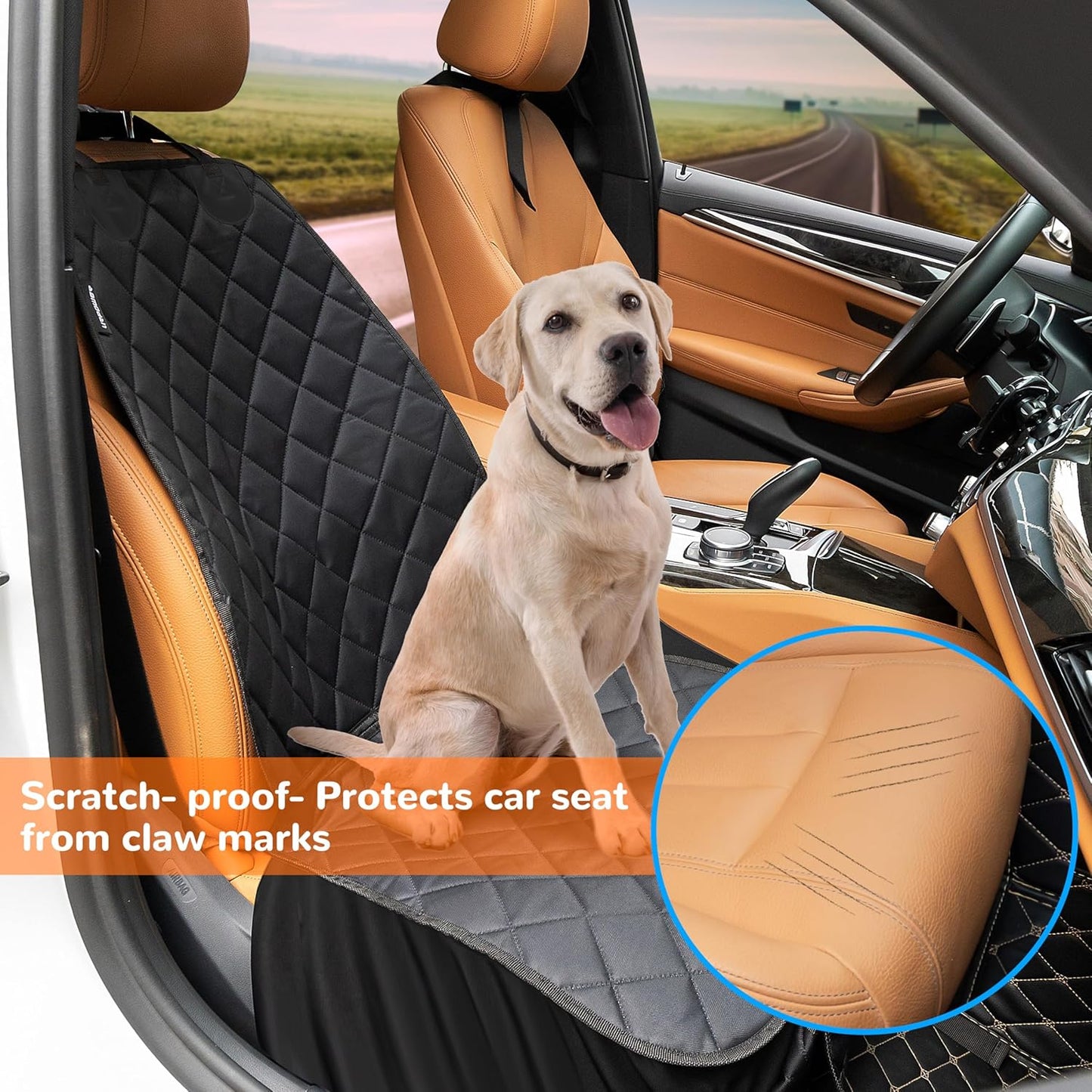 Dog Car Seat Cover for Front Seat, Waterproof Pet Car Seat