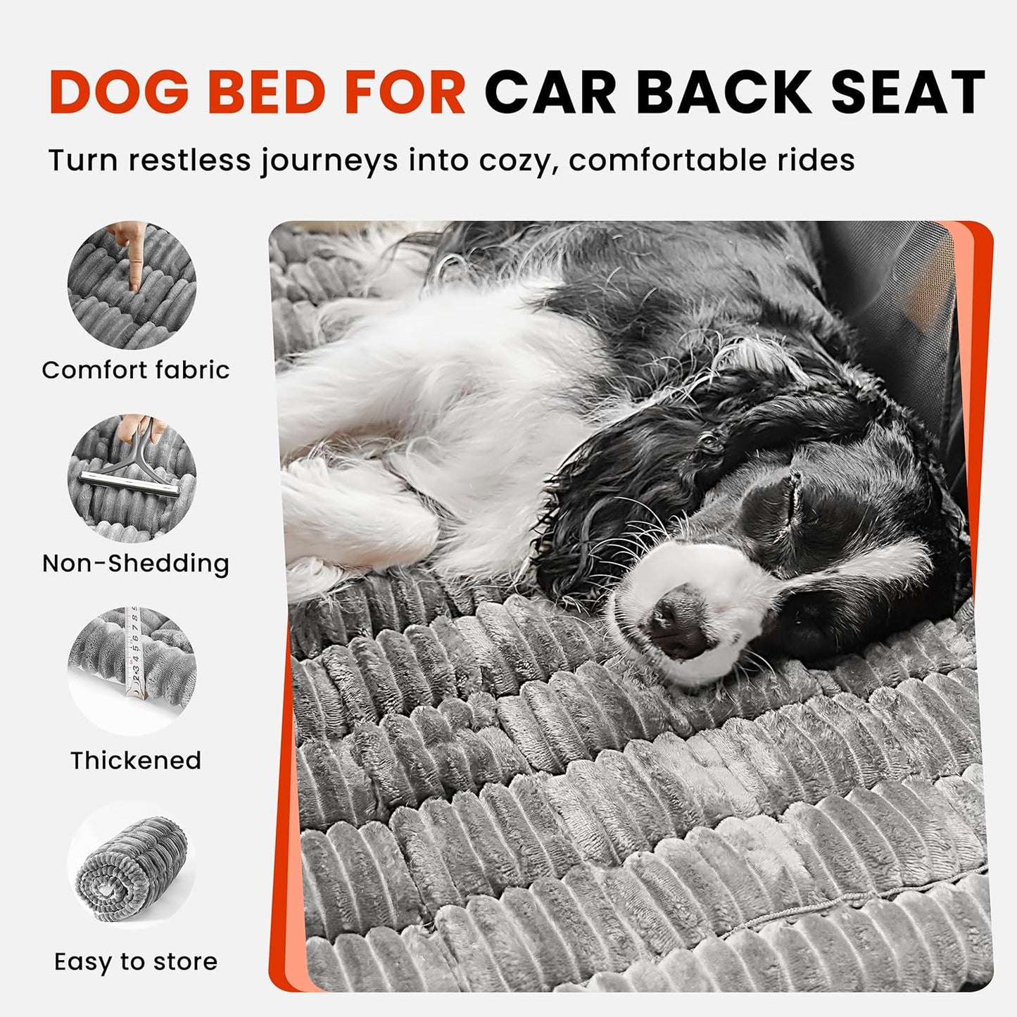 Backseat Dog Bed Mat for Car, Non-Slip Dog Bed for Car Back